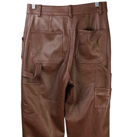 Wilfred Free SZ 4 Brown Faux Leather Utility Painter Style Pants - Picture 5 of 6
